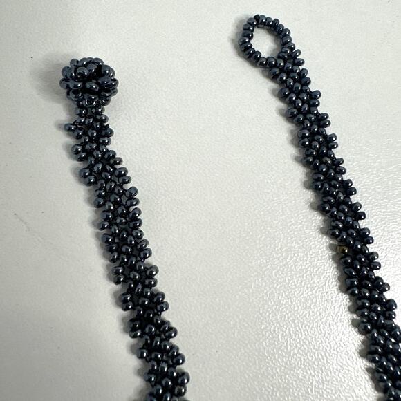 Beaded Necklace, Blue & Black small bead necklace/Choker. Dainty yet elegant! - Picture 4 of 6